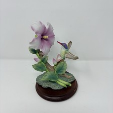 1991 Masterpiece Porcelain By Homco Glory Of Nature Hummingbird & Flower W Stand picture