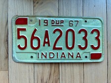 1967 Indiana Duplicate License Plate picture