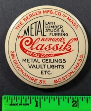 Vintage Berger Metal Lath Lumber Studs Lights Ceilings Pocket Mirror picture