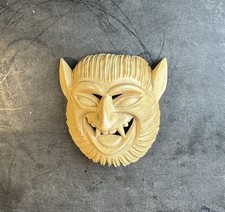 VTG 1996 Juan Horta Castillo Signed Mexican Folk Art Wood Devil Diablo Mini Mask picture