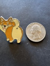 Shiba Inu Dog Enamel Lapel Pin Orange White Happy Kawaii Puppy Pet Animal picture