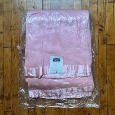 Vintage NOS Penney's Golden Dawn 72x84 Pink Blanket Rayon Nylon Satin Trim Twin picture