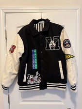 NEW Men’s Sz L Disney Mickey Mouse Varsity Jacket in Black picture