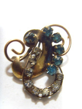 1940s antique 12k gold filled Tru Kay prong set Diamante gems brooch 53651 picture