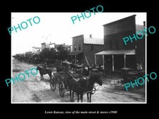 OLD LARGE HISTORIC PHOTO OF LEWIS KANSAS VIEW OF THE MAIN St & STORES c1900 picture