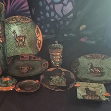 Authentic Peruvian Copper 8 Pc Decorative Set Excellent Condition picture