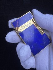 S.T. Dupont Blue Painted Gold Double Flame Lighter With Gift Box picture