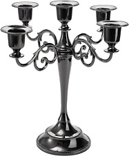 YOUEON 5 Arms Candelabra, 10.4 Inch Tall Black Candlestick Holder, Gothic Candle picture