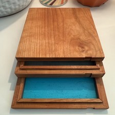 Cherry Wood Sifting Kief Box, Handmade Herb Storage with Fine Mesh, Mosaic Glass picture
