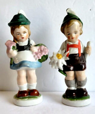 Pair Vintage Germany Boy & Girl Figurines Porcelain Easter Spring Decor VG picture