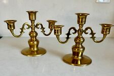 Set of 2 Vintage Solid Brass 3 Arm Candelabras 6