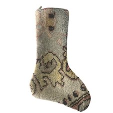 Turkish Kilim Christmas Stocking Woven Wool Rug Boho Lizard Holiday Decor picture