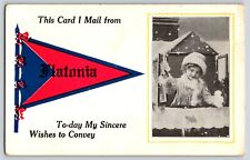 Postcard Girl Christmas Greeting w Pennant - Flatonia Texas picture