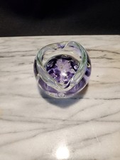 Vintage 2004 Joe Rice St. Clair Art Glass Trumpet Flower Ashtray Bowl SignedJoe picture