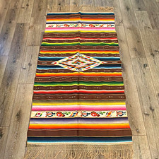 Authentic Vintage 1920-1950 Mexican Saltillo Serape 88x37 picture