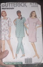 Vintage Butterick Sewing Pattern 4749 Pajamas Gown Xs-XL  1980's UNCUT picture
