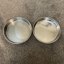 Set Of 2 Vintage 9” Round Stainless Steel Cake Pans Heavy Duty Weigh 11.6&11.5oz picture
