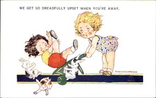 Children on seesaw with bunnies Humor c1910s-20s Vintage Postcard picture