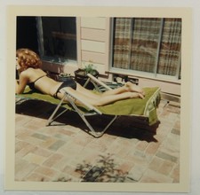 FOUND PHOTO Sexy Redhead in bikini sunbathing vintage 1968 picture