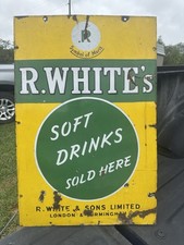 Porcelain R. White's Soft Drinks Sold Here Soda Advertising Metal Sign London picture