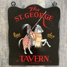 Vintage St. George Tavern British Pub Sign Hand Painted Wood Fine Ales Bar Decor picture