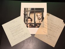 RARE BETTE DAVIS & JOAN CRAWFORD SIGNED LETTERS WITH COA picture