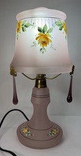 Antique Czech Pink Purple Frosted Satin Art Glass Lamp Teardrop Handpainted READ picture