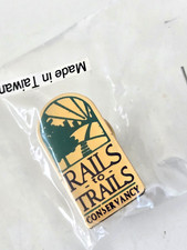 Vintage Rails To Trails Conservancy Gold Tone Lapel Tie Pin 1