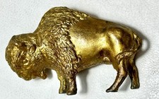 Vintage North American Buffalo Bison Gold Painted Cast Lead Metal 2.75” X 1.75” picture