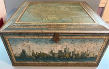 Vintage 1930s Beech-Nut Aeroplane View Manhattan NYC Art Deco Biscuit Tin Box picture