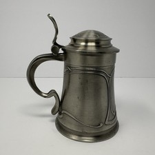 Vintage Zinn 95% Pewter Lidded Beer Stein Tankard Art Nouveau Bird Motif picture