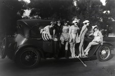 1920's Flapper Girls And Car 4x6 photo picture