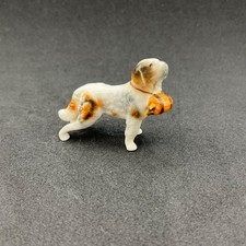 Saint Bernard Dog Figurine Miniature Rescue Brandy Barrel VTG Japan Bone China picture