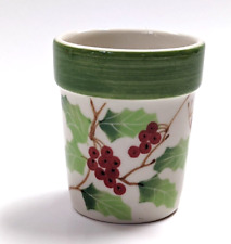 Small Ceramic Planter pot Holly Berries 2.75