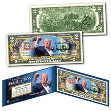 Donald Trump Assassination Attempt Licensed Photo Genuine Color $2 U.S. Bill picture