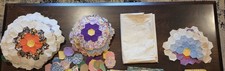 105 Antique Grandmother’s Flower Garden Quilt Blocks feedsack flour sack +fabric picture