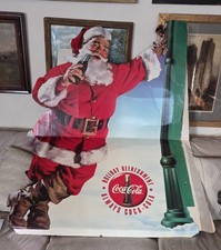 VINTAGE LIFE SIZE COCA-COLA SANTA CLAUS CARDBOARD STAND-UP ADVERTISING SIGN picture