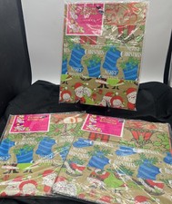 Vintage 1950s Kaycrest Foiltone Giftwrap Christmas Wrapping Paper 3 Packs Foil picture