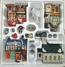 Vintage QVC Porcelain Lighted Christmas Holiday Village Set w/ Original Box picture