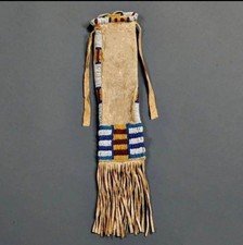 Handmade Lakota Sioux Western Native American Beaded Tobacco bag Hide Pipe bag picture