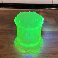 EAPG Riverside Glass No. 500 Ranson Uranium Vaseline Toothpick Holder picture