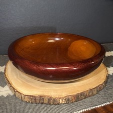 EUC Classic VTG Hand-Turned 12-Inch Tropical Hardwood Decorative Bowl STUNNING picture