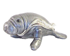 Mandy the Manatee Pewter Bejeweled Hinged Miniature Trinket Box Kingspoint  picture