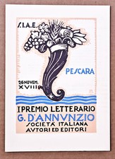 1st LITERARY PRIZE G. D'ANNUNZIO - PESCARA - WOODCUT - CERMIGNANI - 1940 picture