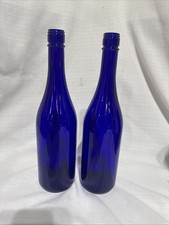 Pair Of Empty 750ml Cobalt Blue Glass Bordeaux Wine Bottles Crafts Decor Screw picture