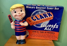 Vintage Clark Candy Bar Boy Vinyl Advertising Figure AND vintage Clark Box  picture