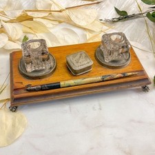 Antique Wooden Double Inkwell picture