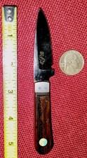 Vintage EPB unique handmade custom small knife turquoise enlaid moon scene *read picture