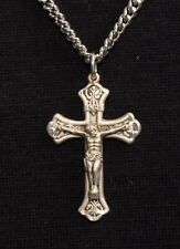 New Detailed Sterling Silver Crucifix Cross Christian Pendant Necklace W/ Chain picture