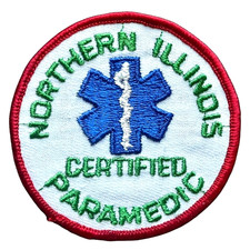 Vintage 80s Northern Illinois Certified Paramedic EMS Patch Original Gauze Back picture